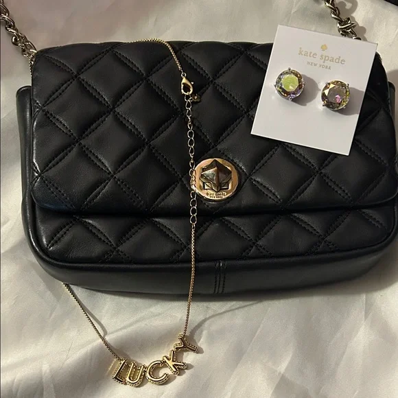 Kate Spade Lovers Bundle-Set of 3. Bag, Necklace and Earrings Great Cond - Picture 1 of 12